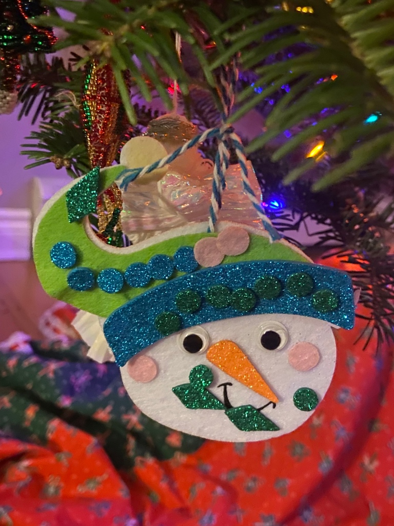 Christmas Tree ornaments made by my grandchildren, 2023